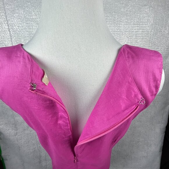 Banana Republic Top Women 14 Sleeveless Pink Pom Pom Lace Trim Cotton Blouse - Picture 8 of 14